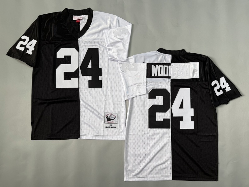 Men 2025 Nike Oakland Raiders #24 Woodson black white Throwback Limited NFL Jersey style 001->oakland raiders->NFL Jersey